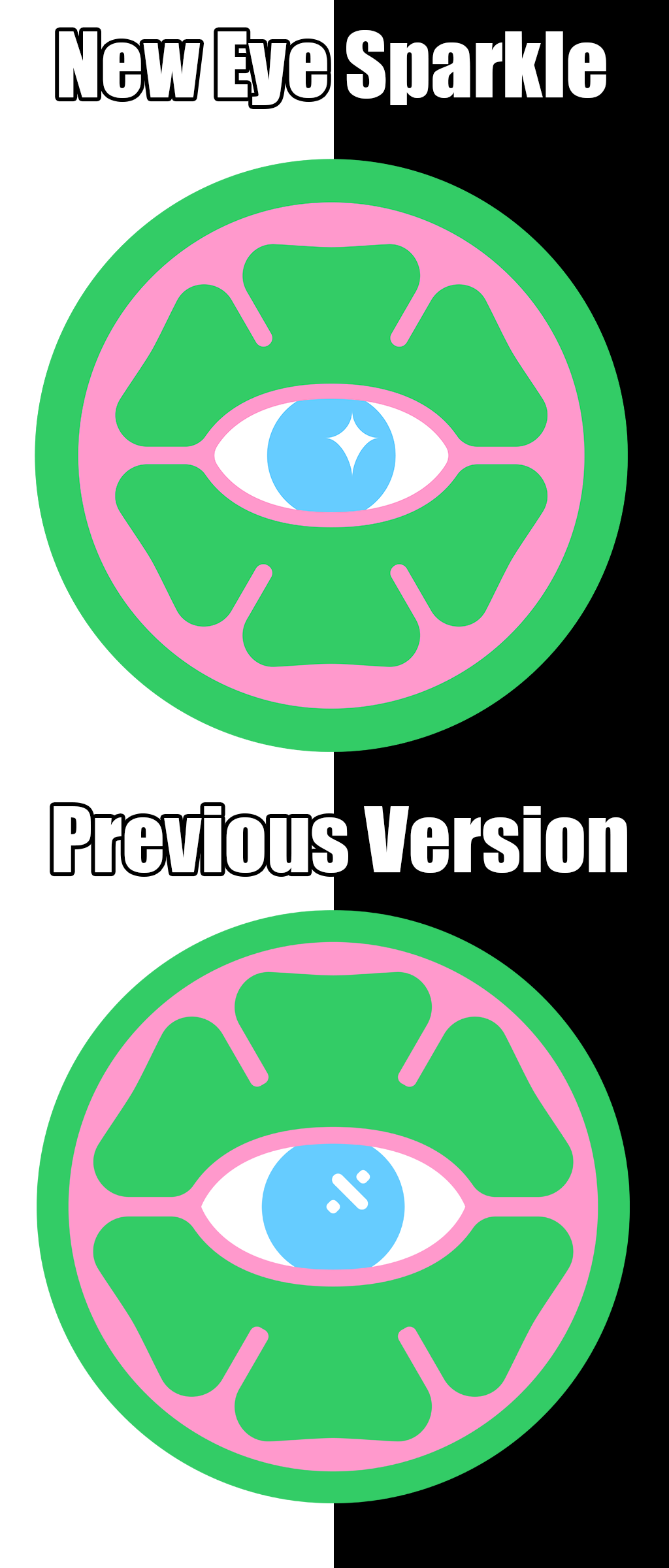 Corner comparison between v2 and v3 of the SpaceKatt logo